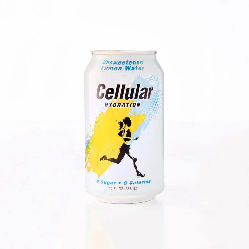 Cellular Hydration front of can Unsweetened Lemon Water flavor