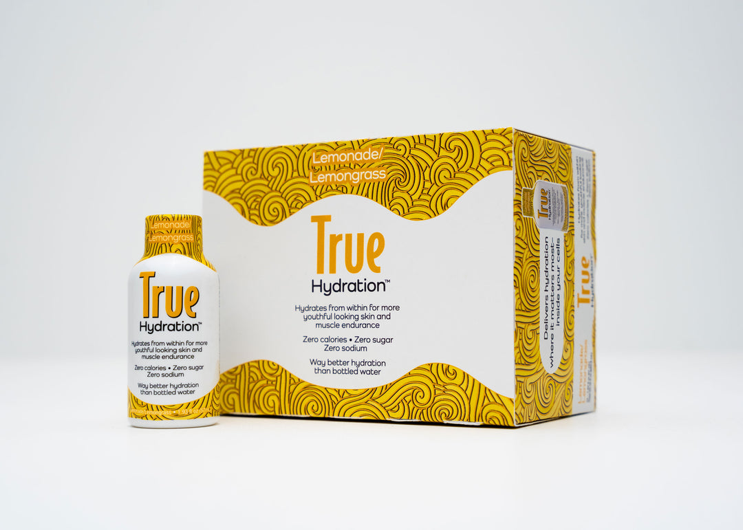 True Hydration Shot Bottle Front Sweetened Lemongrass Flavor with Box front